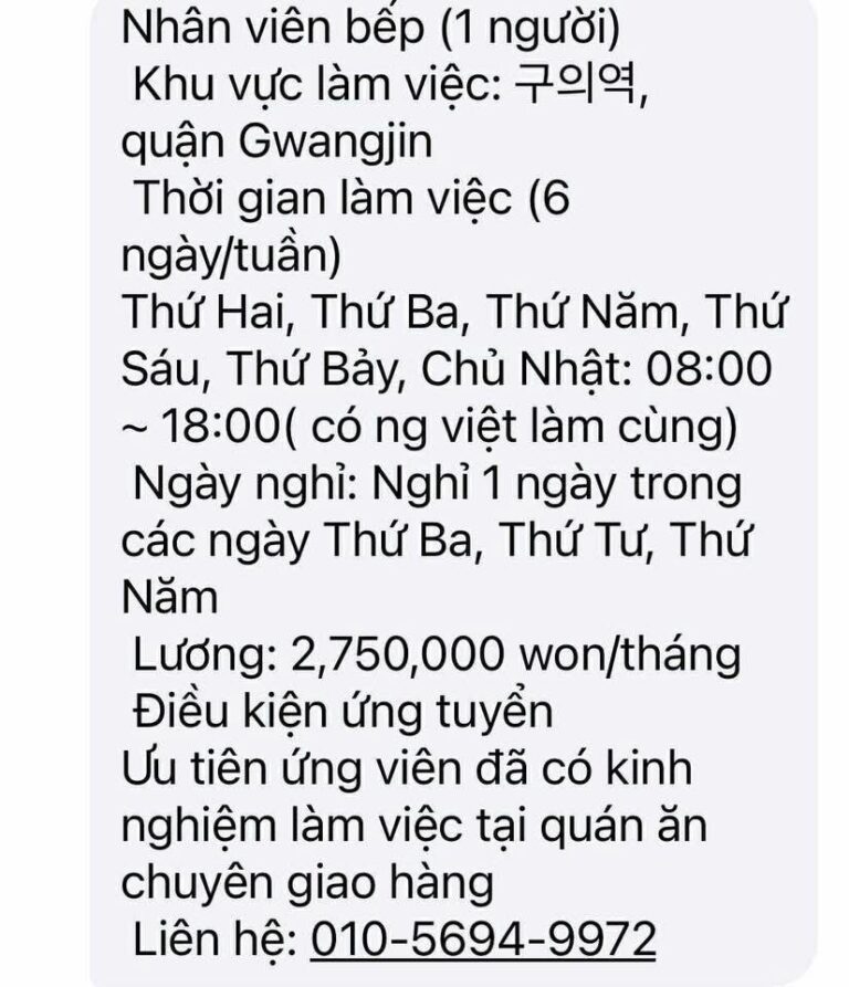 Nhân viên bếp (1 người)